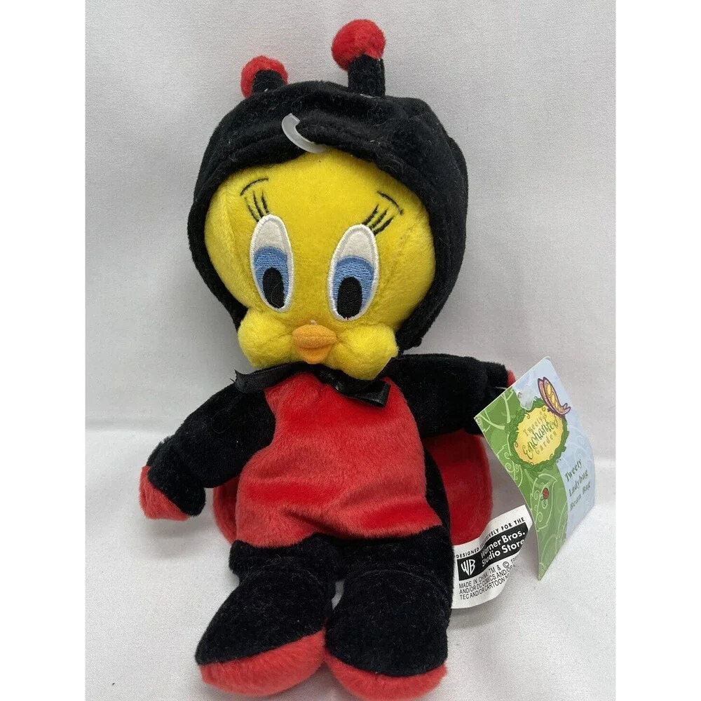Vintage Looney Toons Tweety Bird 9" Plush Ladybug 1999 Stuffed Animal Toy